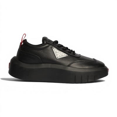 Prada Triangle Black Leather Sneakers