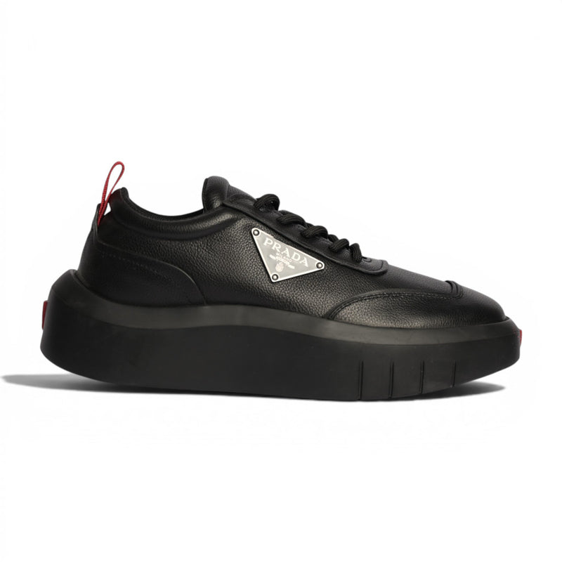 Prada Triangle Black Leather Sneakers