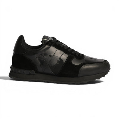 Valentino Garavani Camouflage Black Leather Sneakers
