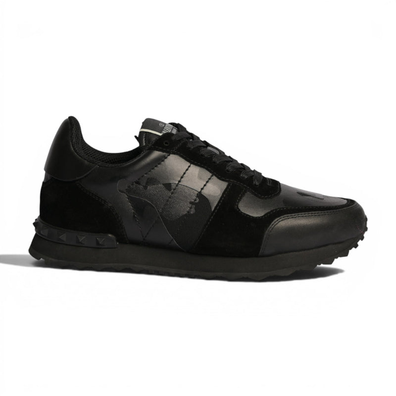 Valentino Garavani Camouflage Black Leather Sneakers