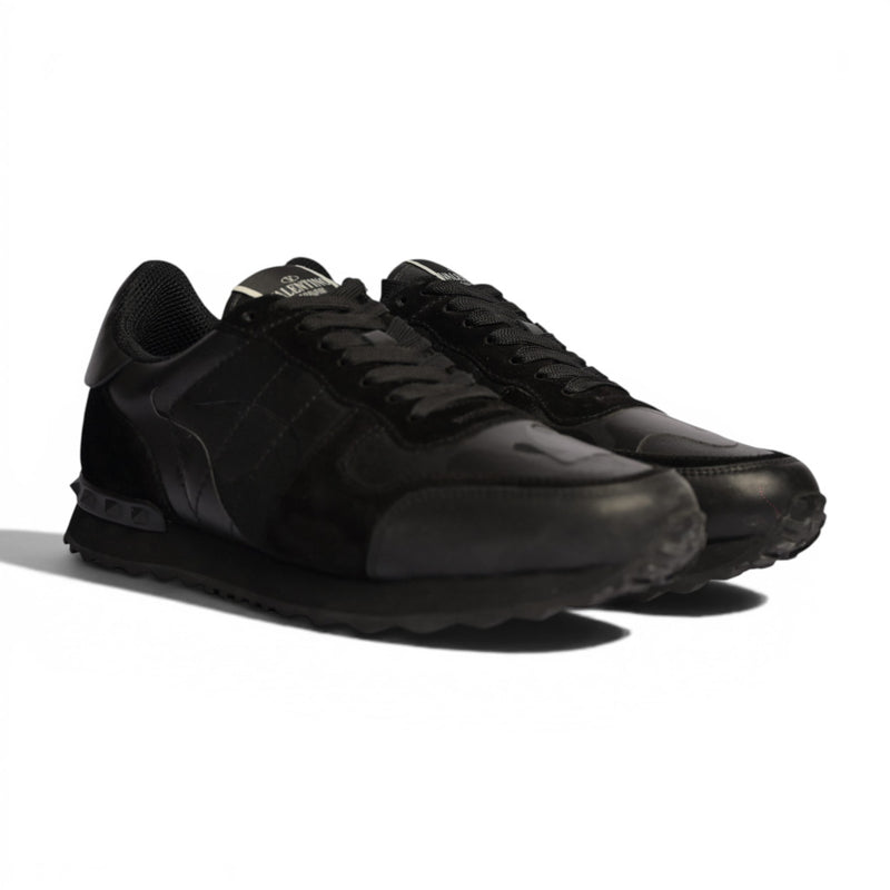 Valentino Garavani Camouflage Black Leather Sneakers
