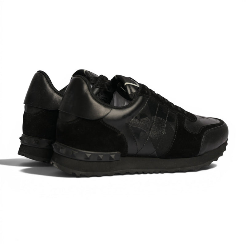 Valentino Garavani Camouflage Black Leather Sneakers