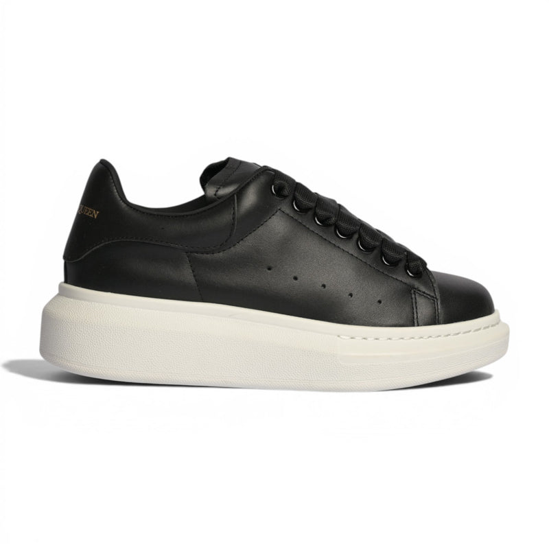 Alexander McQueen Black Leather White Platform Sneakers