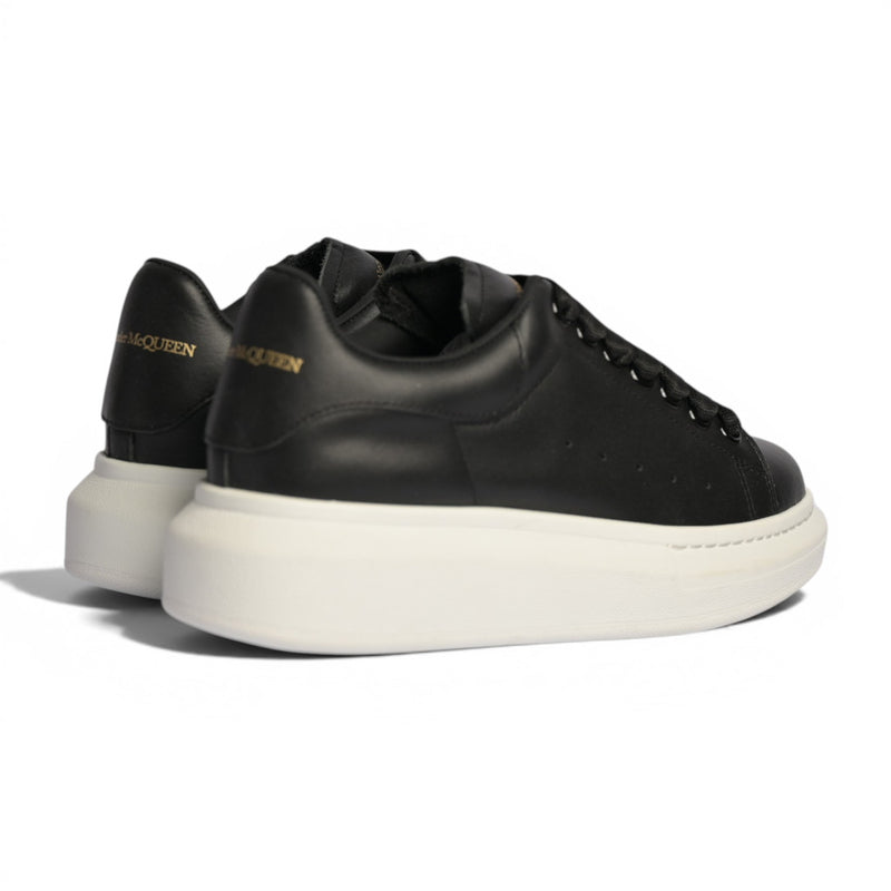 Alexander McQueen Black Leather White Platform Sneakers