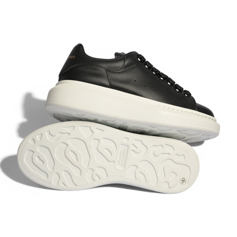 Alexander McQueen Black Leather White Platform Sneakers