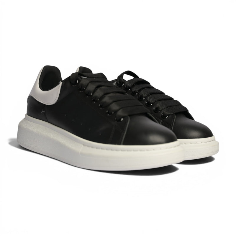 Alexander McQueen Black Leather White Sole Sneakers