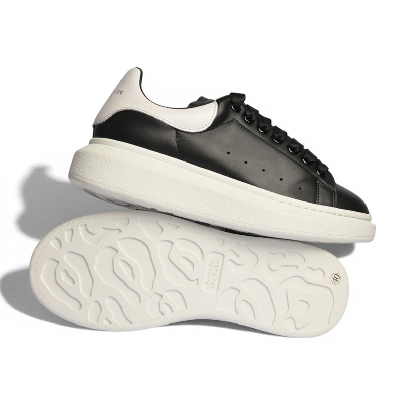 Alexander McQueen Black Leather White Sole Sneakers